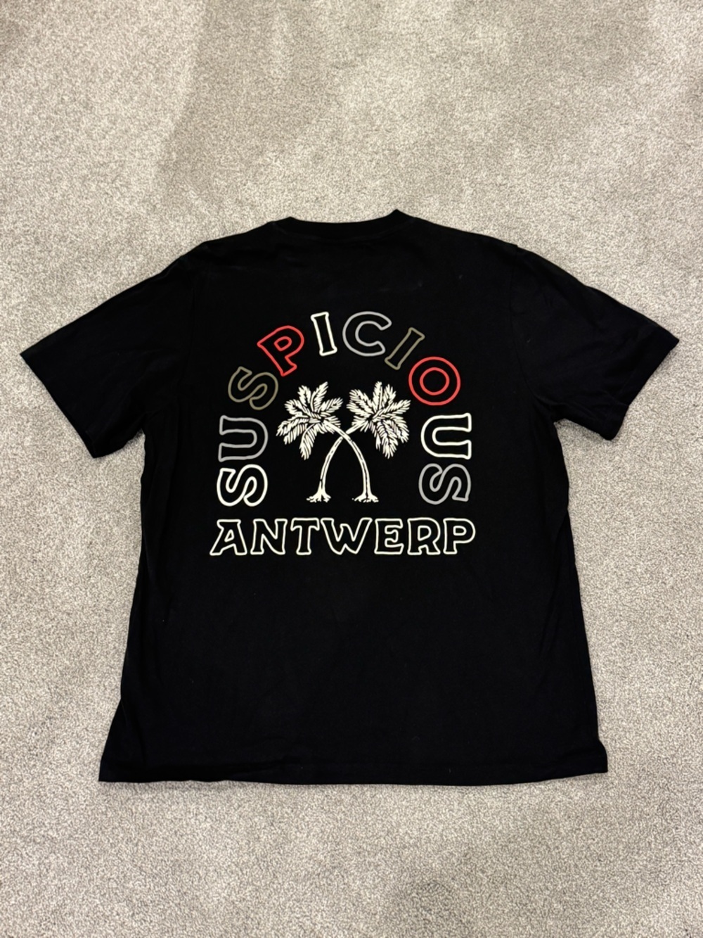 Suspicious Antwerp Shirt Mens size large black Tulum Palm Streetwear EUC